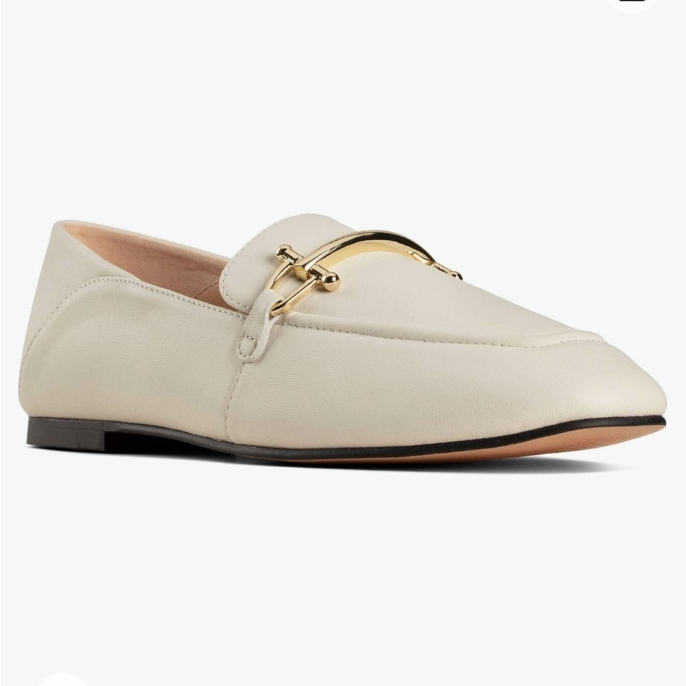 CLARKS Pure2 Genuine Leather Ivory Work Preppy Classic Loafers Mules Flats